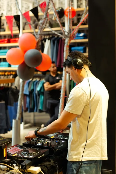 DJ playing inside the Alpine Skate store