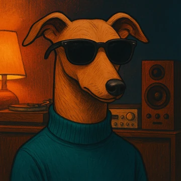 Galgo Udifio — channel avatar: the greyhound in sunglasses and a teal turtleneck